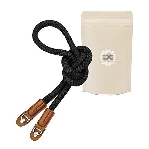 CTNN Sangle pour appareil photo en coton Noire Noir bandoulière Courroie de cou dragonne pour DSLR Canon FUJI Fujifilm Leica Nikon Pentax Olympus Sony Pana Pentax Samsung Sigma etc...