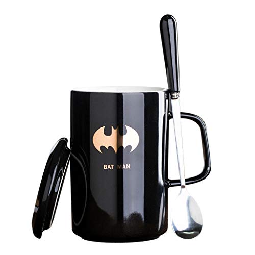 Tasse à café en céramique Creative Avengers Justice League avec Couvercle et cuillère, Tasse à Lait de Haute qualité Batman pour Le Bureau et la Maison, Meilleur Cadeau 400 ML