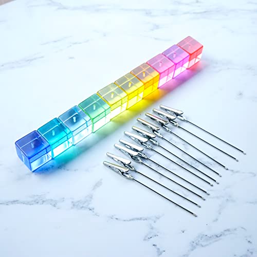 Desktop Picture Holders, 10 Pcs Rainbow Colors Polaroid Photo Clip Stand For Paper Name Place Card Postcard Memo Menu Note Memory Photo Christmas Wedding Number Card Display With High Clear Cube Base #TOP6