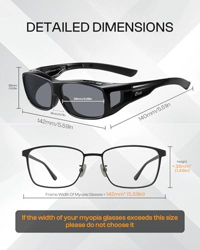 Image of DUCO Polarized Wraparound Fitover Glasses Wear Over Sunglasses for Men Women UV Protection Sun Glasses 8954