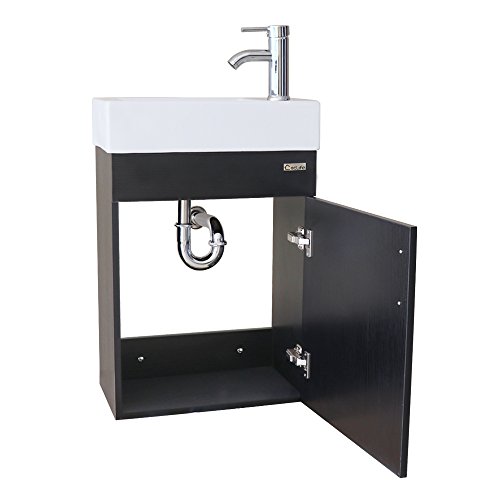 Eclife 18.4’’ Bathroom Vanity Combo, Modern Design Wall Mounted Vanity Set With Porcelain Ceramic Sink Top & Chrome Faucet & Flexible U Shape Drain (T02E01) #TOP2