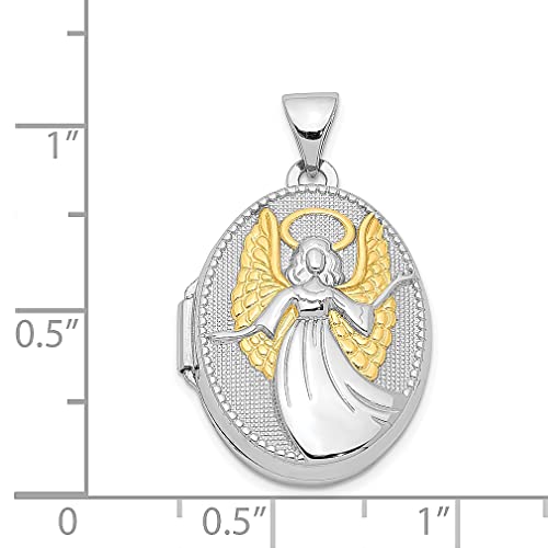 925 Sterling Silver Gold Plated Guardian Angel Oval Photo Pendant Charm Locket Chain Necklace That Holds Pictures Fine Jewelry For Women Gifts For Her #TOP4