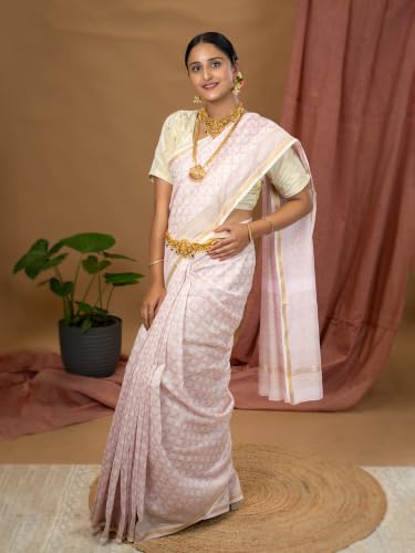 Ushvii baby pink chanderi silk saree – image 3