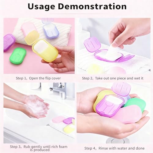 Paper Soap Sheets for Hand Washing, 20 Pack (400 Sheets) Mini Portable Hand Soap Sheets, Scented Disposable Soap Sheet, Colorful Camping Soap Sheets, Travel Soap Sheets for Hand Washing image 5