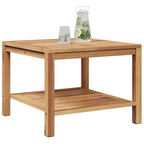 vidaXL Table Basse Marron 60 x 60 x 45 cm Bois de Teck Solide, Table Basse Alfresco, Meuble d’extérieur Moderne pour se détendre, Rangement, Design...