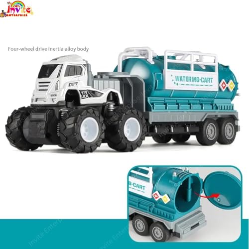 Image of 1:43 Metal Toys Alloy Diecast Truck Set Toy, Diecast Miniature Car Model (Pack of 2-Multicolor) (Rescue Truck & Oil Tenk) Brand