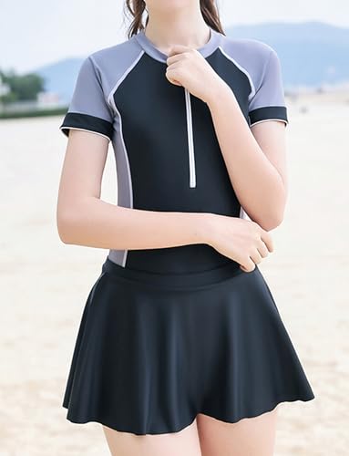 Happy Cherry Kids Girls Rash Guard Two/One Piece Bathing Suit UPF 50+ Swimsuit with Ruffle Skirt/Shorts2