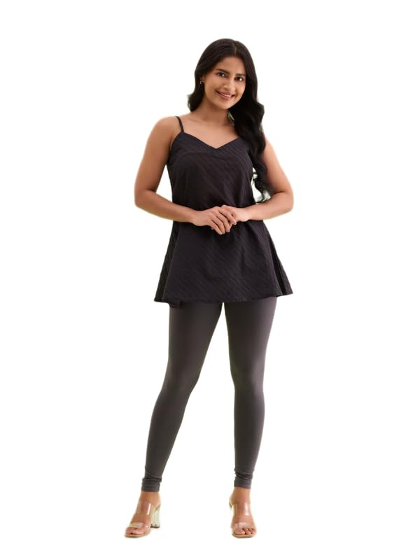 Image of GO COLORS Soft Cotton Stretch Ankle Length Leggings for Women | Breathable