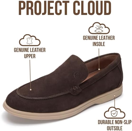 Project Cloud Mens Shoes 100% Genuine Leather Memory Foam Insole Loafers Slip On Shoes for Men - Venetian Men Casual Shoes Loafers for Men (Mark) - Image 2