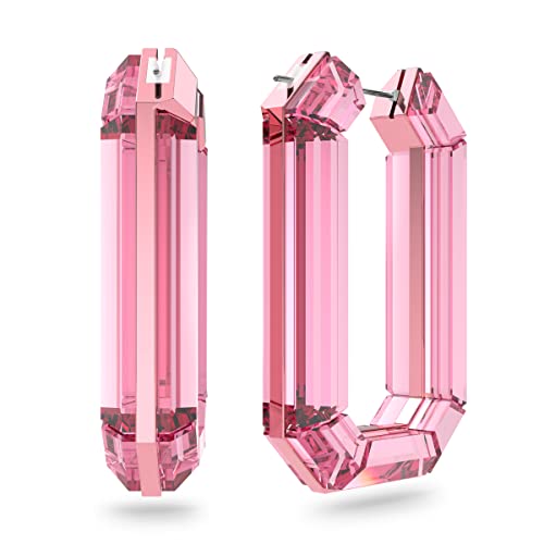 SWAROVSKI Lucent hoop earrings, Pink, Rhodium Finish2