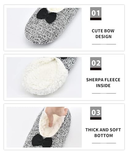 Image of DICUIRD Womens Cozy&Warm Soft Sole Slipper Socks with Grippers-Girls Teddy Fleece Indoor Slipper with Non-skid Bottoms