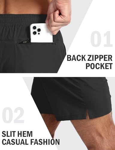 Aolesy Mens Athletic Shorts 7 Inch Quick Dry Gym Running Shorts with Pockets Lightweight Exercise Workout Shorts for Tennis Training Black - Image 6
