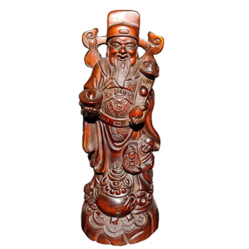 Vintage Boxwood Chinese Wooden Carving Buddha Mammon Statue Wood Good