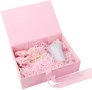 Magnetic Gift Box,Luxury Premium Gift Box with Ribbon Present Boxes with Lids Rectangle Gift Box for Gift Packaging ewellery Gift Boxes Decorative Box Rectangle Presentation Box for Presenting (Pink)