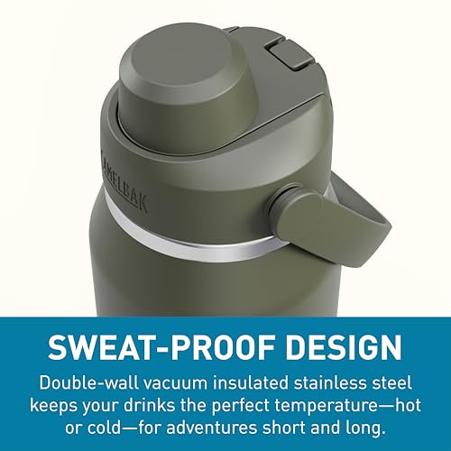 Image of CamelBak Thrive Chug Insulated Stainless Steel Water Bottle, Cold Retention with High Flow Lid for Everyday Hydration and Active Use, 32oz, Moss