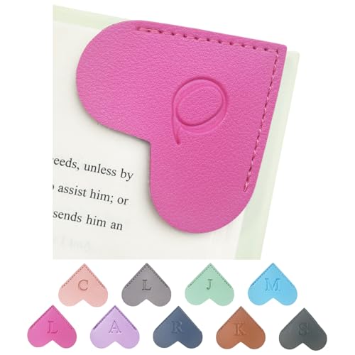 MOTEERLLU Personalized Leather Heart Bookmark with Initials