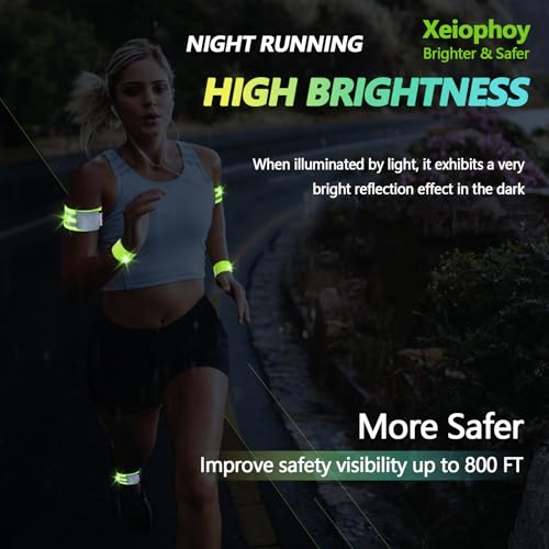 Xeiophoy Reflective Band For Night Running Walking, 6 Pcs Premium Reflective Bands For Arm/Wrist/Ankle/Leg, High Visibility Reflective Running Gear Adjustable For Men And Women thumb #4