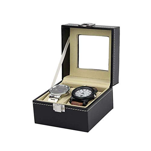Preisvergleich Produktbild NBVCX Wohnaccessoires Uhrenvitrine Pu Leder Uhrengehäusehalter 3 / 6 Gitter Uhrenbox Fächer Transparente Fenster Schmuck Vitrine