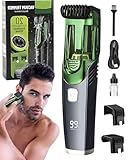 Built-in Vacuum Trimmer for Mustache, Sideburns, Facial Hair, Vacuum Beard Trimmer for Men, Beard Trimmer With Vacuum with Two Hair Combs, IPX6 Waterproof, Perfect Gifts for Husband or Boyfriend