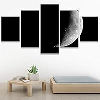 SIGNWIN 5 Panel Canvas Wall Art Modern Art Astronomy & Space Dramatic Minimalist Moon Multicolor Photography for Home Decorations Ready to Hang - 60