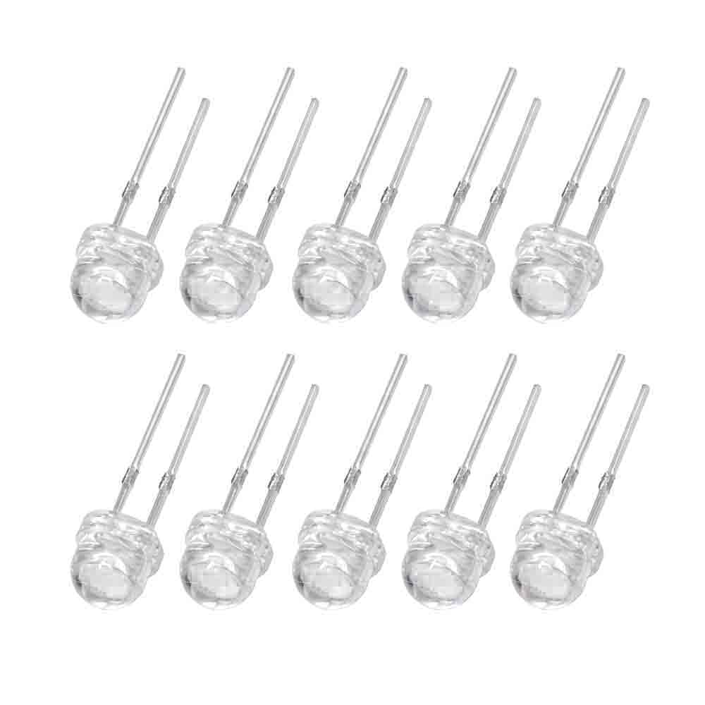 50Pcs 5mm Green Straw Hat LED Diodes, F5 Super Bright Transparent LED Lamps for Industrial, Home Electronics