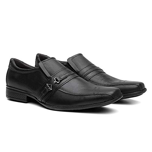 Kit 3 Pares Sapato Social Masculino Clássico Em Couro Cor:Preto;Tamanho:43