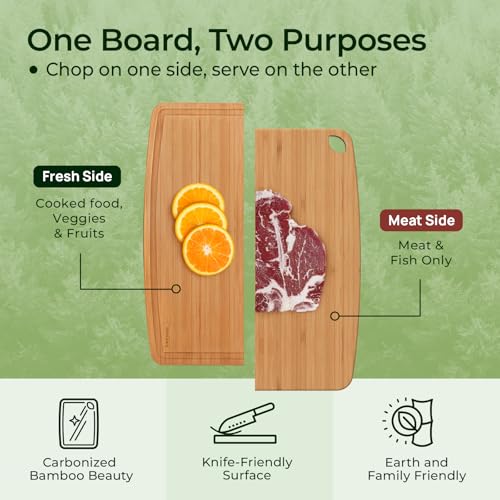 Keechee Dishwasher Safe Bamboo Cutting Board, Lightweight & Durable Wood Cutting Board, Reversible with Juice Groove, Easy to Store & Clean, Ideal Kitchen Gift for Home Cooks by keechee - Used condition - Image 4