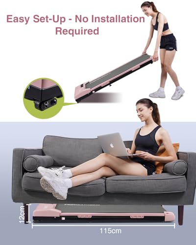 REKA Fitness Motorised Home Treadmill Walking Pad 2.25HP Under Desk Treadmill Adjustable Speed Remote Control Interactive APP Smart workouts Real-time Stats and Interactive Fitness (Pink) - Image 3