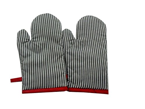Tidy Black Colour Stripe Design 100% Exclusive Cotton Kitchen Hand Glove - Pack of 2Pcs