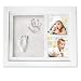 CareTreasure Baby Boy Girl Handprint Footprint Picture Frame - Cast Clay Imprints of Baby's Hands & Feet in Cute Wood Photo Keepsake Kit - Ideal Baby Shower Registry Gift for New Mom Dad & Grandparent