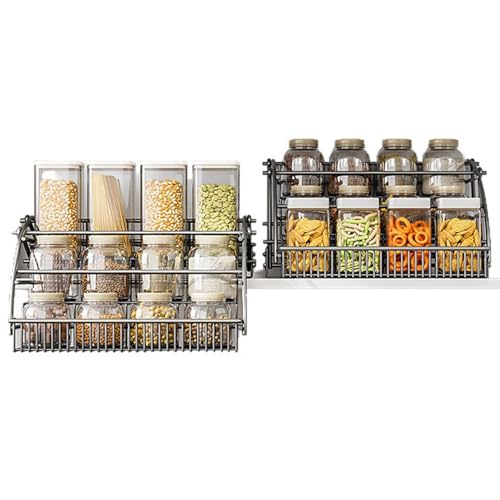 3-Tier Wall-Mounted Food Storage Cabinet with Pull-Down Rack & Top