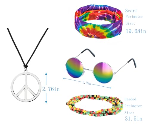 Disfraz Hippie Infantil 60s 70s 5 Piezas para Niños miniatura 5