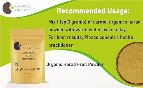 CARMEL ORGANICS Harad/Haritaki Powder(340 Grams) | Jaivik Bharat Certified | Terminalia Chebula | Kadukkai Podi/Karakkaya Pudiyamu | No Added Preservatives - Image 4
