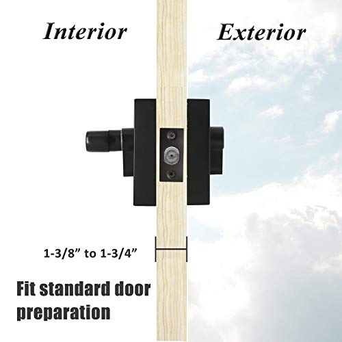 3 Pack Probrico Keyed Alike Single Cylinder Deadbolt In Black, Slim Square Shape Stainless Steel Handleset, Interior& Exterior Door Hardware For Entrance Locks And Front Gate #TOP1