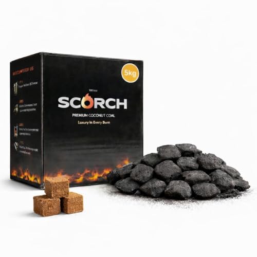 Image of Scorch Premium BBQ Charcoal Briquettes (5KG) - Smokeless Koyla /Coal for Cooking, Tandoor, Grilling & Camping, Long-Lasting Heat Shell Coal