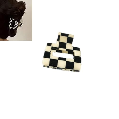Miniatura 3 de Pinzas para el cabello a cuadros para mujeres y niñas, pinzas de pelo de moda para peinar pinzas de garra, cabello grueso, forma rectangular retro