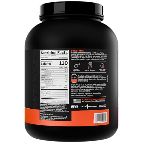 Image of Rule1 Rule 1 R1 Protein Whey Isolate - with 25g Protein 6g BCAA Exclusively from Isolated Hydrolyzed Sources for Workout Recovery (5 Pounds, Strawberries Crme).