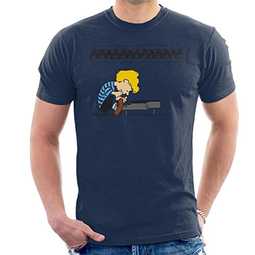 Peanuts Schroeder at The Piano Men's T-Shirt Navy Blue