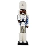 Christmas Holiday Wooden Snow Fantasy African American Nutcracker Figure Soldier with Blue Uniform...