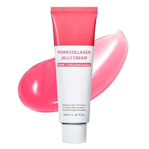 PDRN Collagen Jelly Cream – Korean Anti Aging Skin Care with 7 Collagen Complex & Niacinamide, Revitalift Filler Face Cream for Deep Hydration, Glass Skin Glow, 50ml