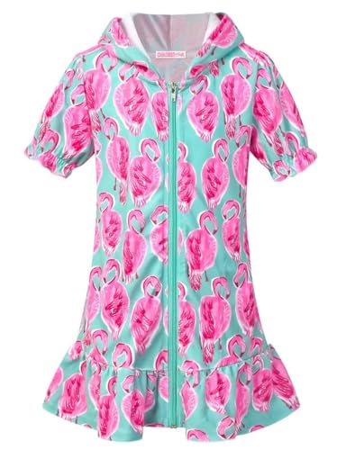 Image of CHILDRENSTAR Girls Swim Coverups Terry Swimsuit Cover-Up Hooded Zip-Up Beach Robe
