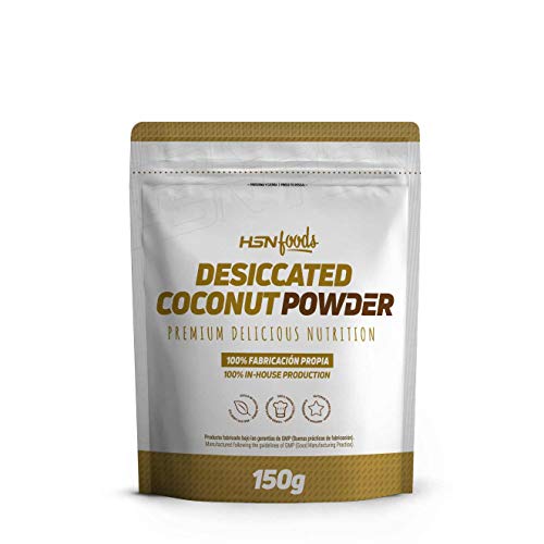 Noix de Coco Séchée en Poudre de HSN | Dessicated Coconut Powder | sans sucres ajoutés, 100% Naturel | Ideal pour Les Shakes et Les Smoothies | Convient aux Végétaliens/Végétariens - 150g