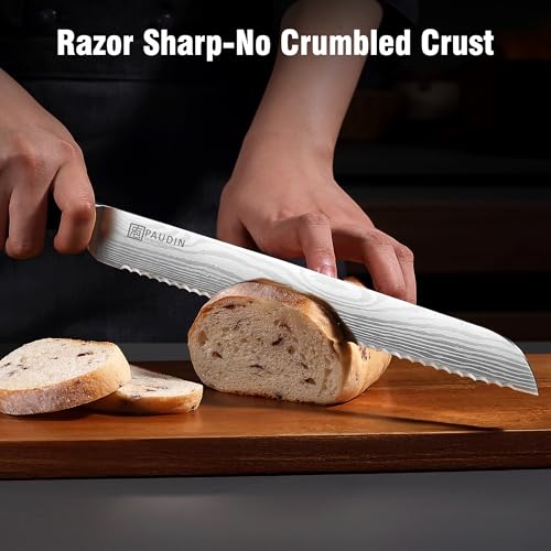 PAUDIN Bread Knife, 10 inch Serrated German Stainless Steel Knife for Efficient Slicing Sourdough, Bagels, Cake - Image 4