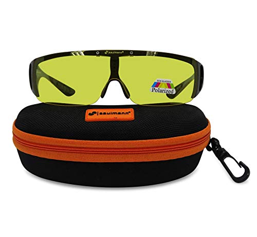 Saulmann® Polarisierte Unisex Flip-UP Überzieh Blendschutzbrille - Kontrast Outdoor- & Nacht Fahrbrille mit UV-Schutz gegen blendendes Licht und Antireflexbeschichtung - Polbrille ZO5115