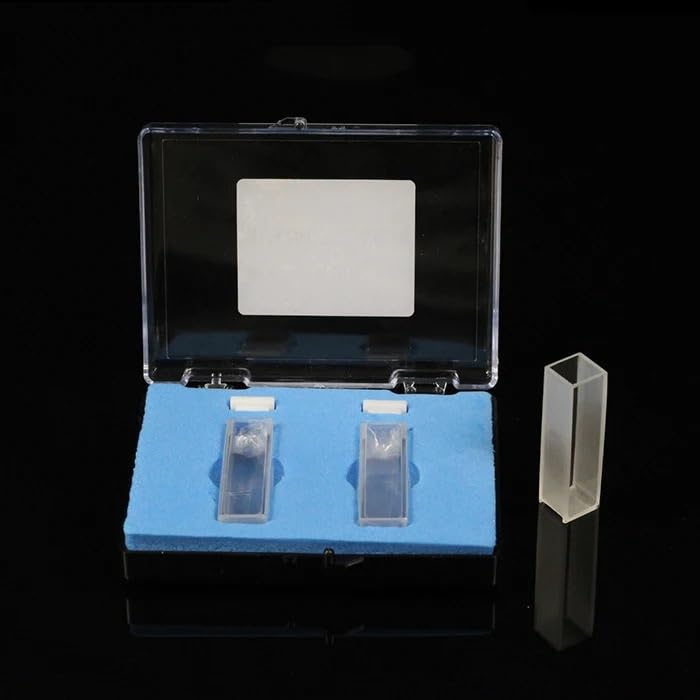 2 cubetas de cuarzo de 50 mm de longitud de trayectoria con tapa for espectrofotómetros, tubo de cuarzo de 12,5 ml.