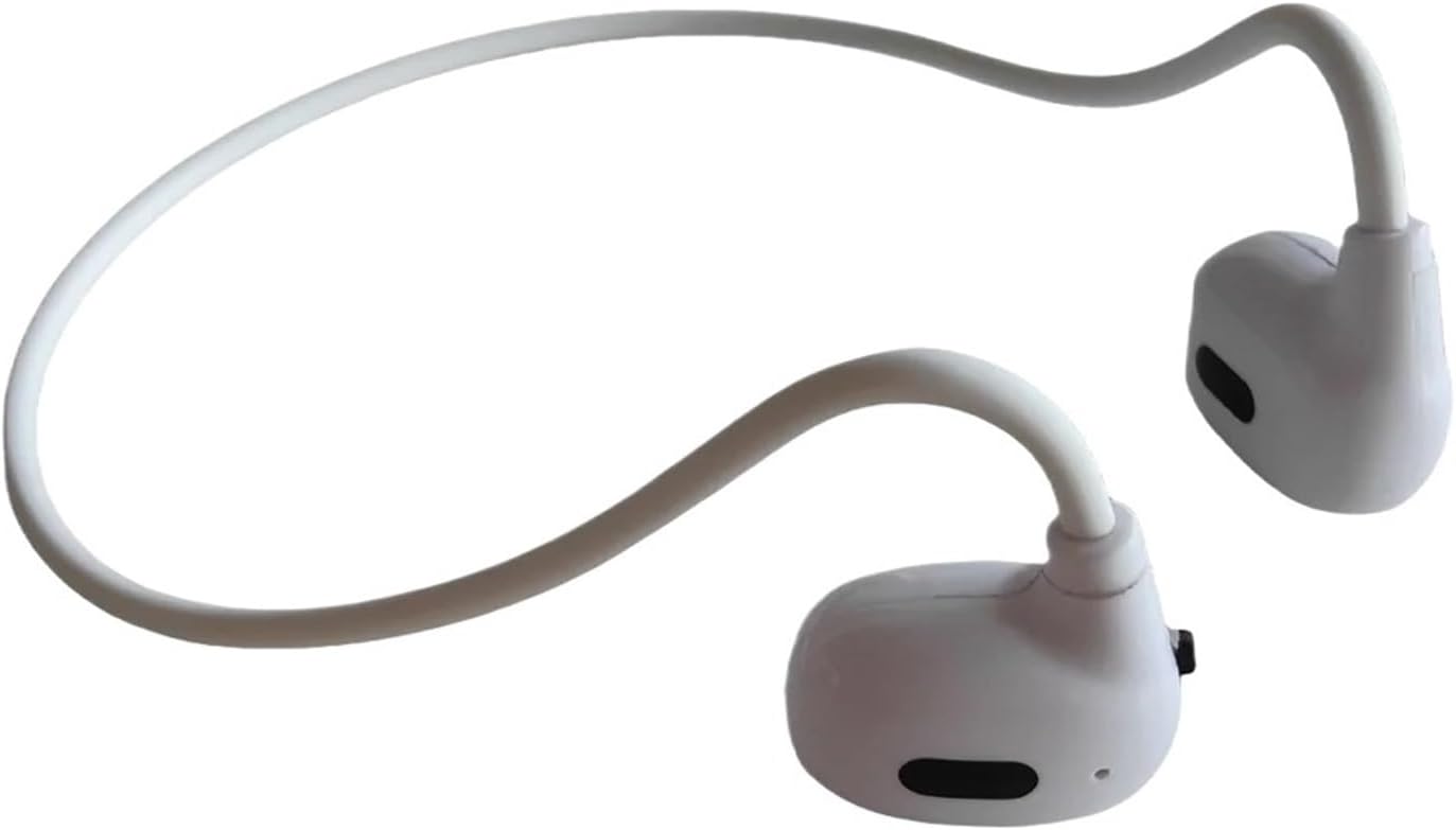 Headphones Waterproof Earphones Stereo Over-Ear Sports Earbuds with Mic Calls(White)