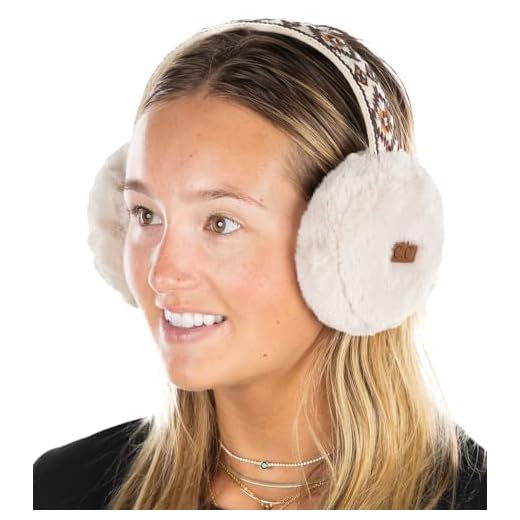 Funky Junque Adjustable Earmuffs - Aztec - Beige