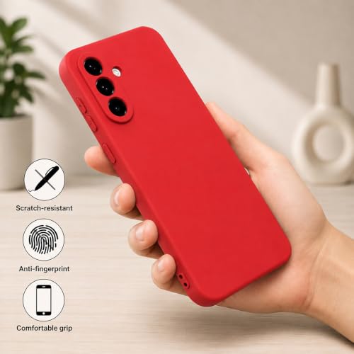 Image of Back Cover Compatible with Samsung Galaxy A37 5G | Full Camera Protection | Premium Liquid Silicon Case | Flexible Bumper Case for Samsung Galaxy A37 5G (Red)