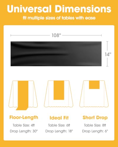 Image of Niuara Black Plastic Table Runner Party Decorations, Disposable, 4 Pack | Halloween Decor, Wedding & Holiday Events, Water & Oil Resistant, 14 x 108 Inch