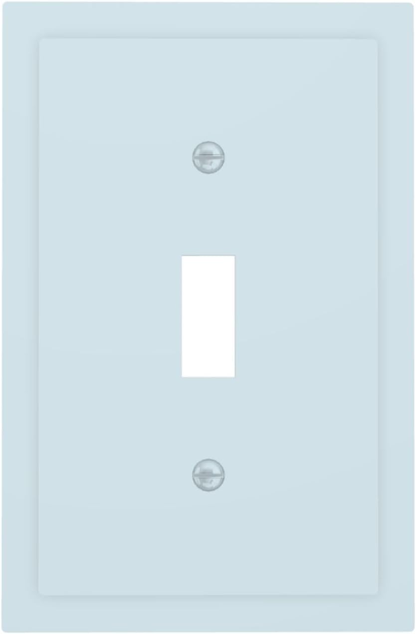 Pale Blue Single Toggle Light Switch Cover Plate Decorative 1 Gang Outlet Covers Wall Plate Cover Electrical Device Switch Plate Covers Dimmer Faceplate for Living Room Decor